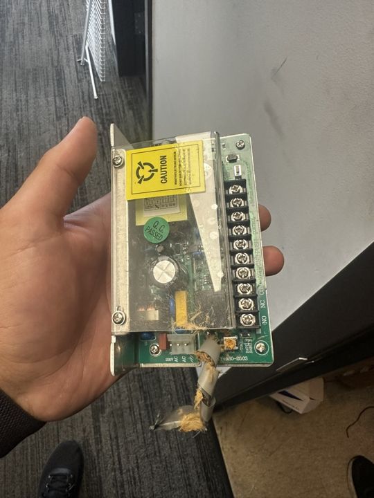 Access-control board being installed.