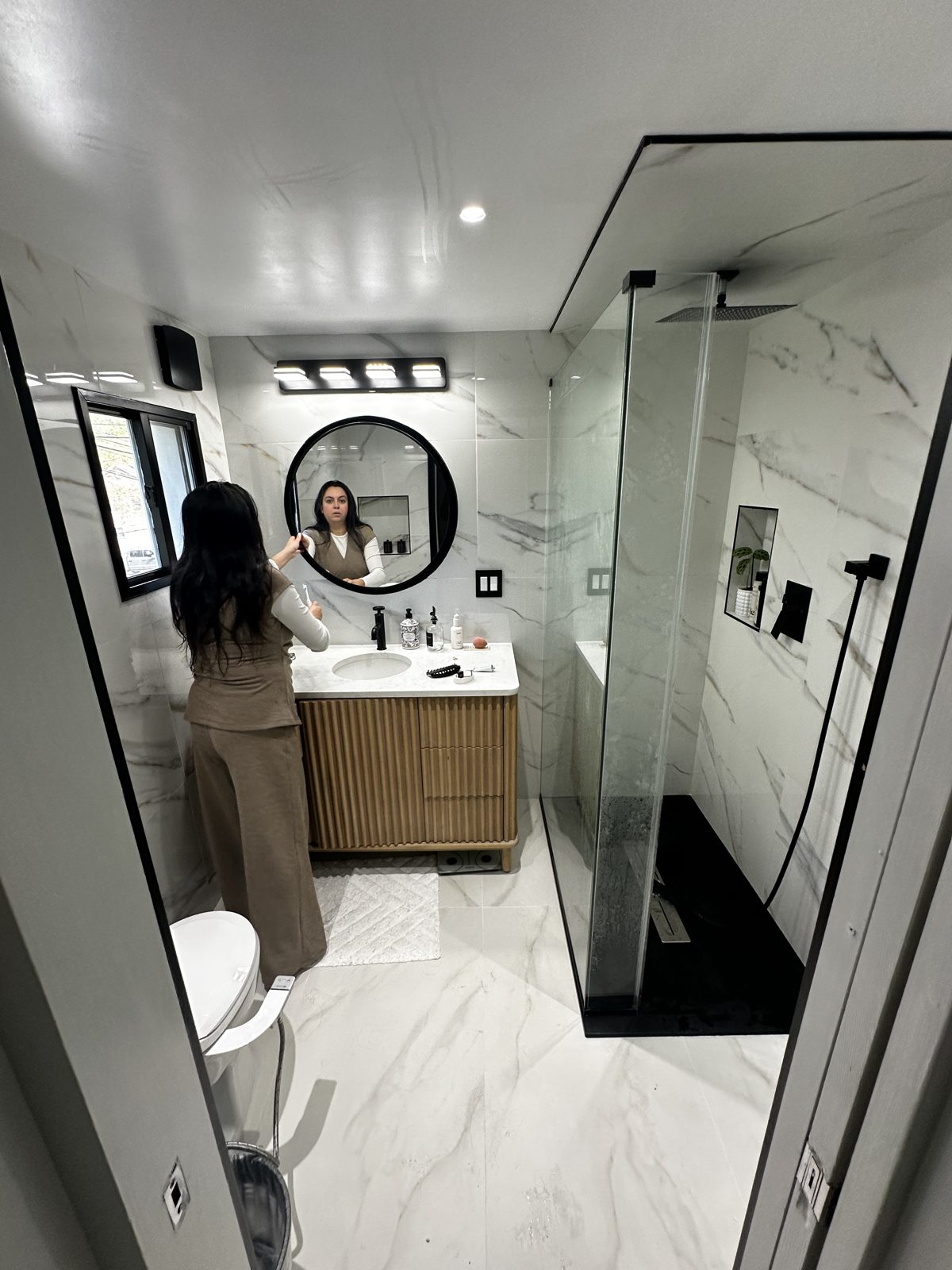 Finished bathroom after a gut renovation on Long Island