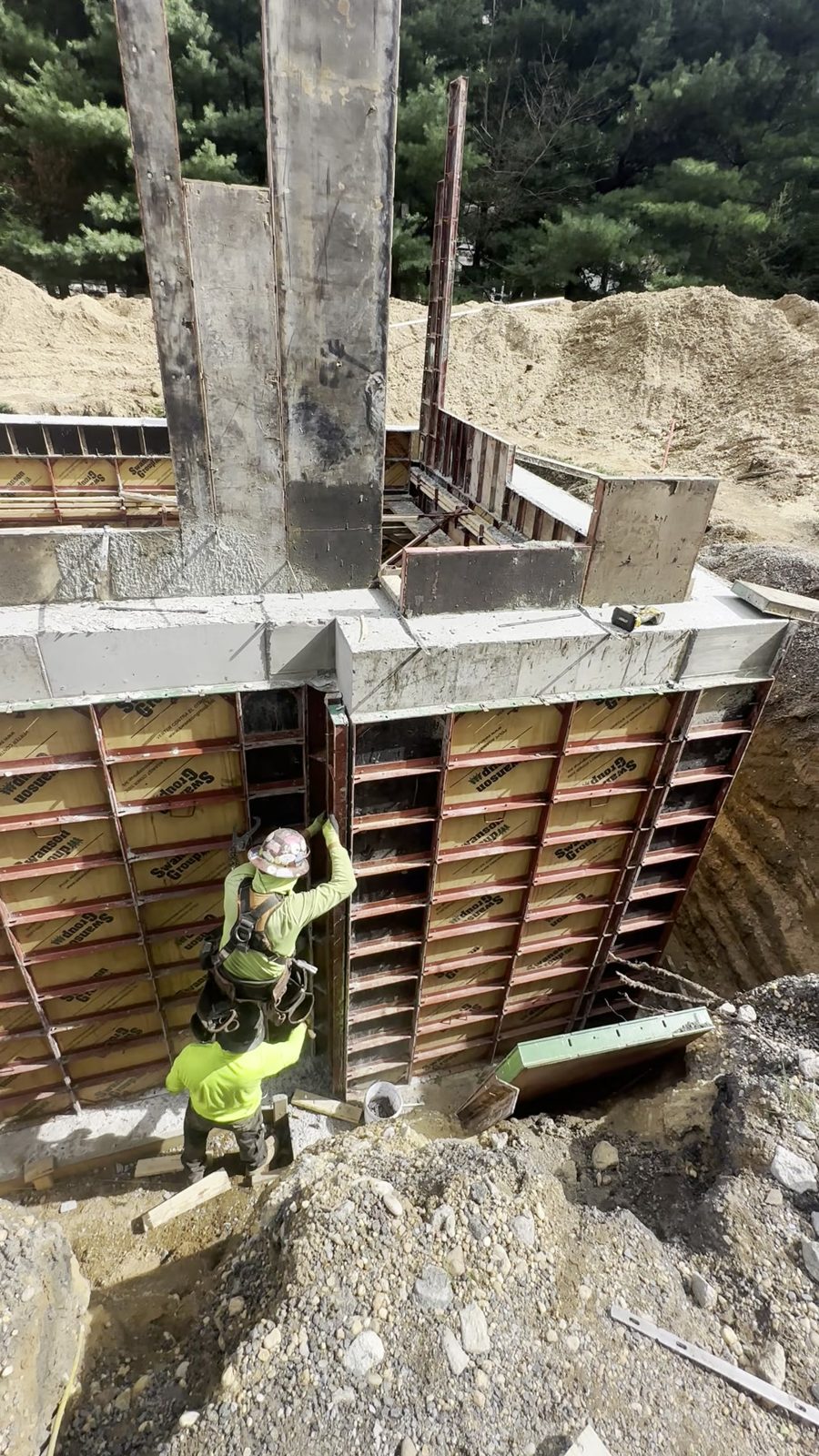 Foundation wall forms set for the custom home