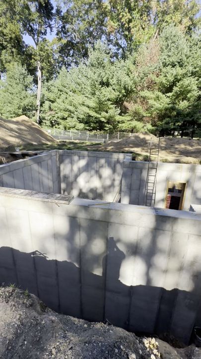 Foundation walls stripped.